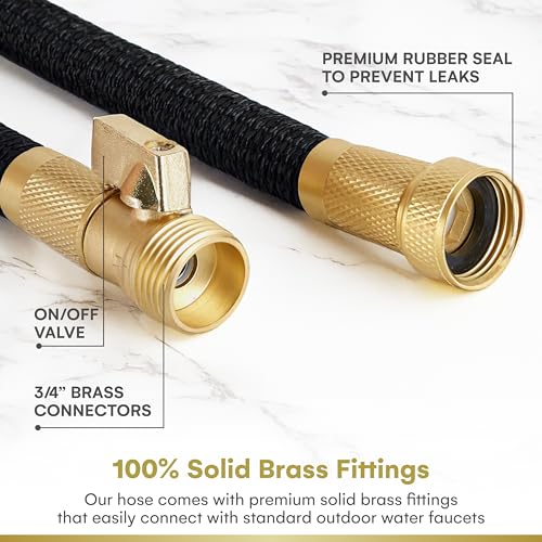 Flexi Hose Expandable Garden Hose - 50FT Heavy Duty Water Hose, Retractable Hose with 2cm Brass Fittings - Expandable Hose Design Includes Spray Nozzle (Black 15 Metres) - Image 6