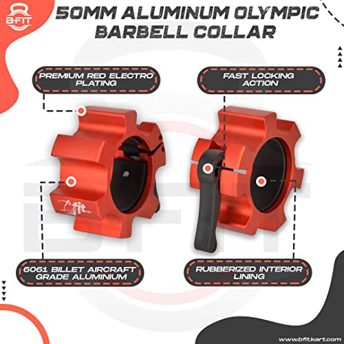 Image of B fit AB17027 Olympic Collar Locking Bar Clip, 2 inch (Red)