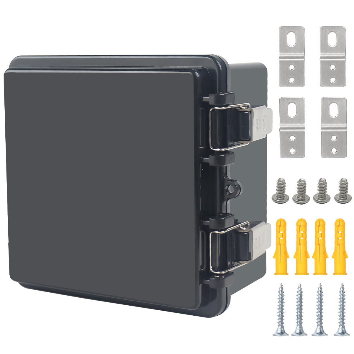 Junction Box,IP67 Waterproof Electrical Box Hinged Clear Cover Stainless Steel Latch Project Box Enclosure with Mounting Plate & Wall Bracket, Black 11.8 x 7.9 x 6.7inch(300x200x170mm) — Amazon image 26