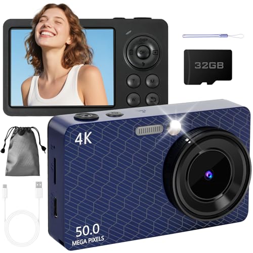 Digital Camera for Photography Autofocus, 4K Point and Shoot Cameras with 32GB SD Card, 16X Digital...