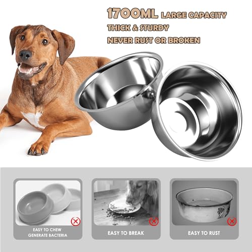 ADENGL Erhöhter Futternapf aus Metall für große und mittelgroße Hunde, stärkere, spritzsichere Matte, 25,4 cm hoch, 1,6 x 61 cm
