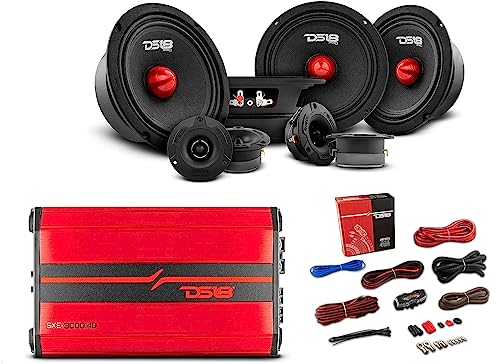 DS18 Car Speakers Bundle 4X PRO-GM6B 6.5" Midrange Speakers + 4X PRO-TWX1/BK Aluminum Super Bullet Tweeters + Amplifier 4 Channels + Amp Kit 4GA - PRO Loudspeaker Car Audio Component Package - image 1