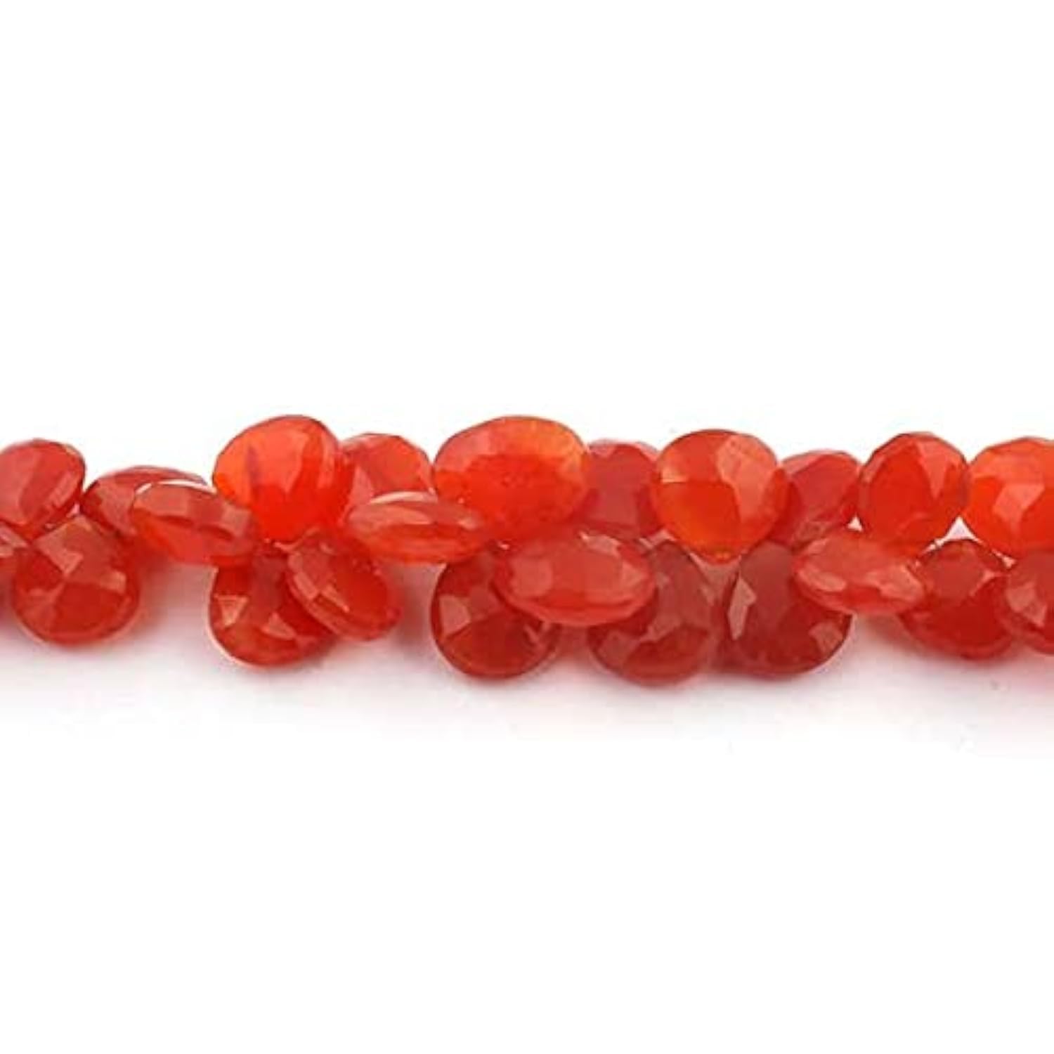 Carnelian faceted briolettes heart shape beads en cornaline naturelle 12-15mm