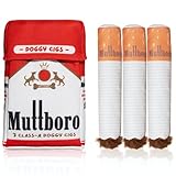 Nestpark Muttboro Doggy Cigs Funny Dog Toys - Parody Plush Squeaky Crinkle Interactive Dog Toy - Hide and Seek Treat Hiding Burrow Puzzle Toy for Stimulating Enrichment Activity