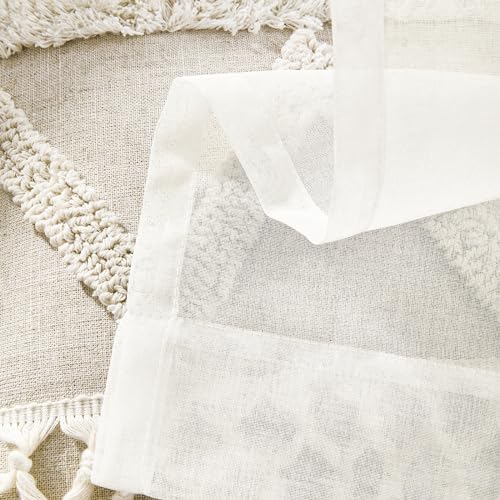 Image of MYSTIC-HOME White Sheer Curtain Panels 72 Inch Length, Light Filtering Window Curtain Drapes Treatment for Living Room, Breathable Rod Pocket Sheer Curtains for Bedroom, 2 Panels, Each 52 inch Wx72 L