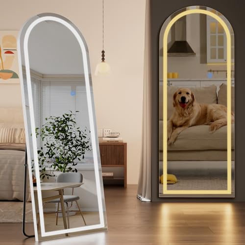 Image of Koonmi Full Length Mirror with LED Lights 65 inchx26 inch with Dimming & 3 Color Lighting