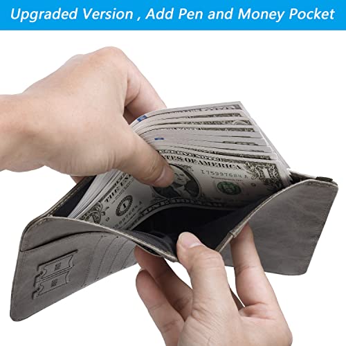 Passport Holder Cover Wallet Travel Essentials Rfid Blocking Leather Card Case International Travel Must Haves Travel Accessories For Women Men Vacation Document Organizer(113#Grey) #TOP2