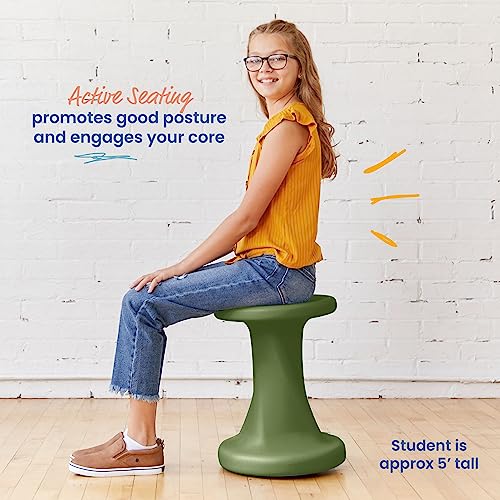 Image of ECR4Kids Twist Active Wobble Stool, 18in Seat Height, Classroom Furniture, Hunter Green