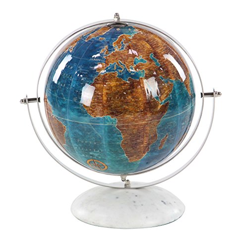 Globe terrestre bleu et argent Deco 79 43544 pour bureau