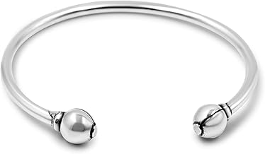 Kinipo women's silver bracelet - one of those ideal gifts for women - It is an open bracelet with balls on the ends and adjustable, Silver