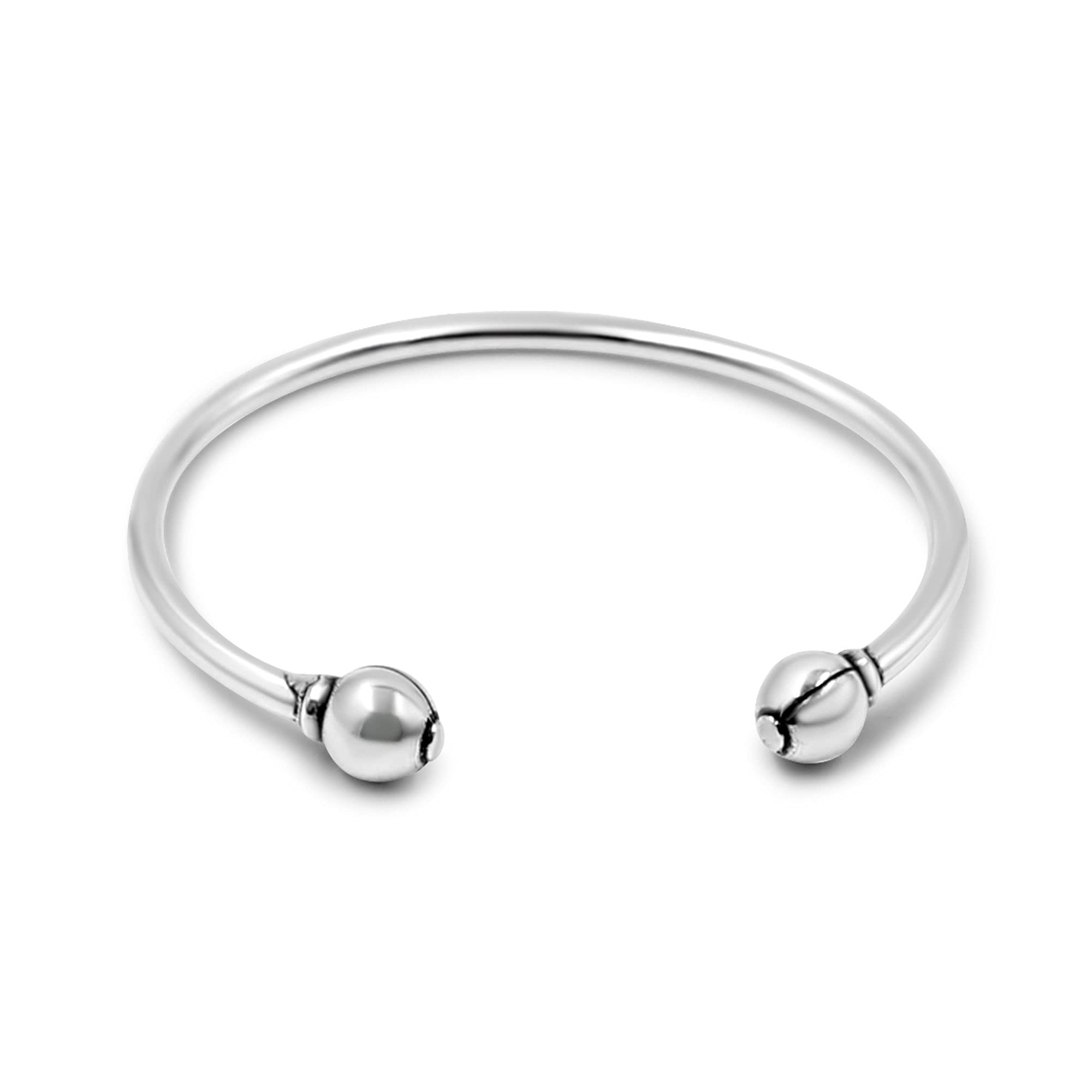 Passo Pulsera mujer plata - Kinipo es uno de esos regalos para mujer ideal - Es un brazalete abierto con bolas en los extremos y ajustable