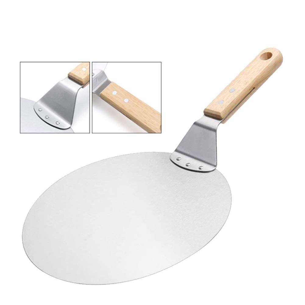 AKAZI 3-in-1-Pizzaschneider-Server, Pizzaschieber/Pizzaschaufel/Pizzaschneider, Pizzapaddel, Radschneider mit Edelstahl-Holzgriff, perfekt zum Backen von hausgemachter Pizza/Kuchen