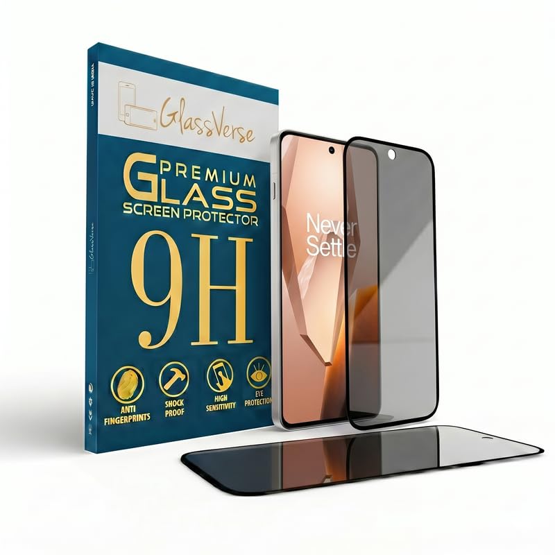 GlassVerse Ultra Privacy Tempered Glass For Oneplus 13R (Pack Of 2) with Free Installation Kit. Edge To Edge. (In-Screen