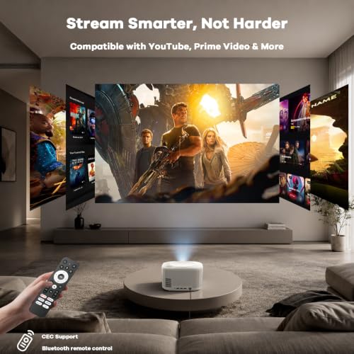 Image of Outdoor-Projector-4K with WiFi and Bluetooth:[3500 Bright /60W Dolby Audio /Official Licensed Apps],Smart-Projector with AI Auto Focus, ONOAYO ONO5Pro 2.0 Movie Projector for Indoor /Outdoor 2026(White)