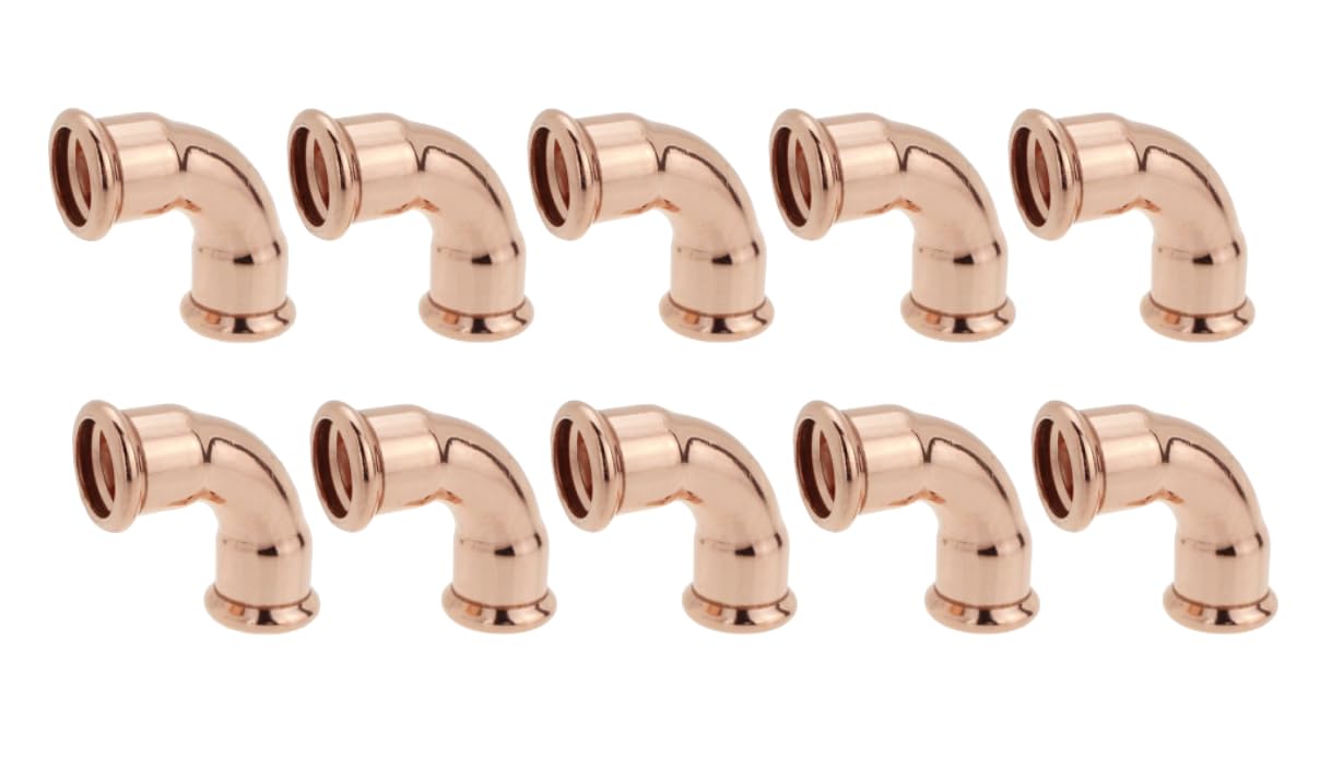 10 Pack of 15mm Press Fit 90 Degree Elbows M-Profile Wras Approved