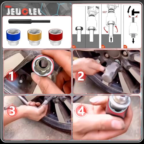 Image of 7PCS 1 /2 inch Drive Wheel Protector Impact Socket & Lug Nut Socket Set | 6 Pt, Non-Marring, Thin Wall, Wheel Protector, Damaged Nut Lock Remover, Rusted, Stripped, Screws, Stuck Locking Nut Removal