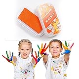 Stempelkissenmaterial: Die Stempelkissenbox besteht aus Kunststoff, das Stempelkissen besteht aus Schwamm und das Stempelkissen besteht aus orangefarbener Tinte, die nicht verblasst, sicher und umweltfreundlich, einfach zu bedienen und einfach zu drucken ist Sie wollen.
