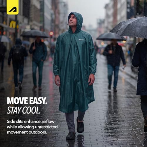 Image of Boldfit Rain Coat for Men Waterproof Unisex Full Length, Top Easy Adjustable, Waterproof Bike Riding- Teal, OneSize