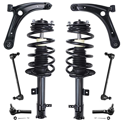 Image of Detroit Axle - Front Lower Control Arms w /Ball Joints + Sway Bars Outer Tie Rods Replacement for 2007-2012 Dodge Caliber - 8pc Set