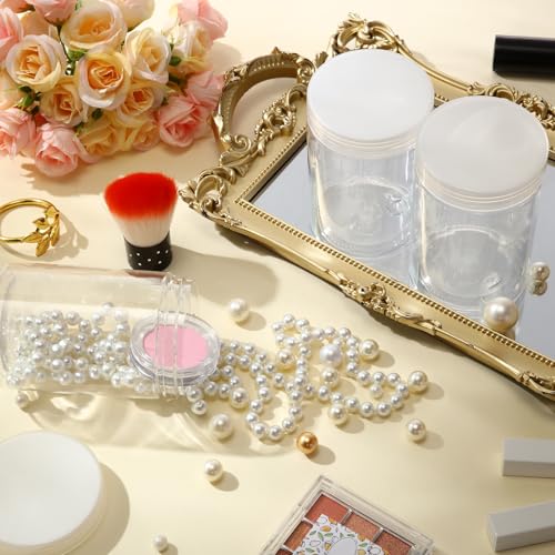 Image of Patelai 4 Pcs Plastic Jars Wide Mouth with Lids,10 Ounce,Clear | Travel Size for Creams Oils, Clear Round Storage Cosmetics Containers, Leak Proof Screw on Lids for Makeup Beauty DIY