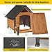 Aivituvin Outdoor Hundehaus, Wasserdichtes Welpen Schutzhaus, Indoor Hundehütte mit erhobenem Boden, beißgeschütztes Design, für kleine bis mittlere Hunde mit Veranda (Braun, L)