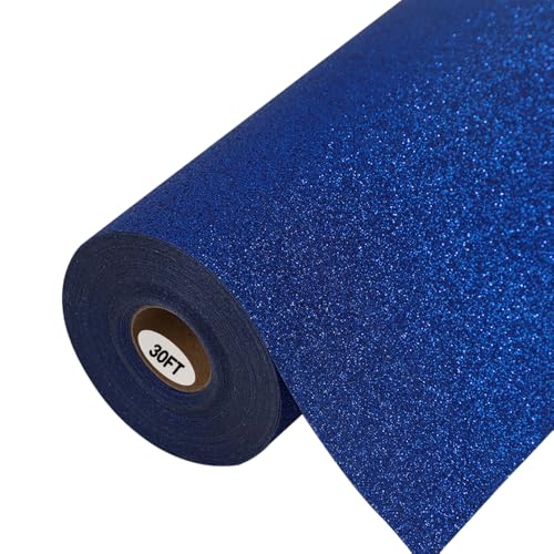 guangyintong Glitter Blue Heat Transfer Vinyl HTV Rolls 12 x 30ft Iron on Vinyl for T-Shirts Glitter Blue HTV Vinyl for All Cutter Machines Easy to Cut & Weed for Heat Vinyl Design