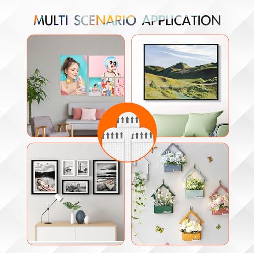 SHFYFHS 24 Paar(48 Streifen) Bilder Montage Strips, Selbstklebend Poster Strips, Powerstrips, Bilder Montagestreifen Klebeband, Montage-Streifen, Für Poster, Rahmen, Spiegel, 93x19mm (Weiß).