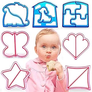 Fellibay Sandwich Cutter Cookie Cutters Bread Crust Cutters Fancy DIY Vegetable Cutters Maker Mould Butterfly, Dinosaur, Dog, Heart, Puzzle, Square and Star 7 Pcs