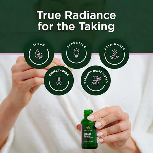 Image of Tree of Life Retinol Serum for Face - Brightening and Hydrating Face Oil for Dark Spots and Fine Lines - Suitable for Sensitive Skin - Dermatologist Tested Skin Care - 2 Fl Oz (Pack of 2)