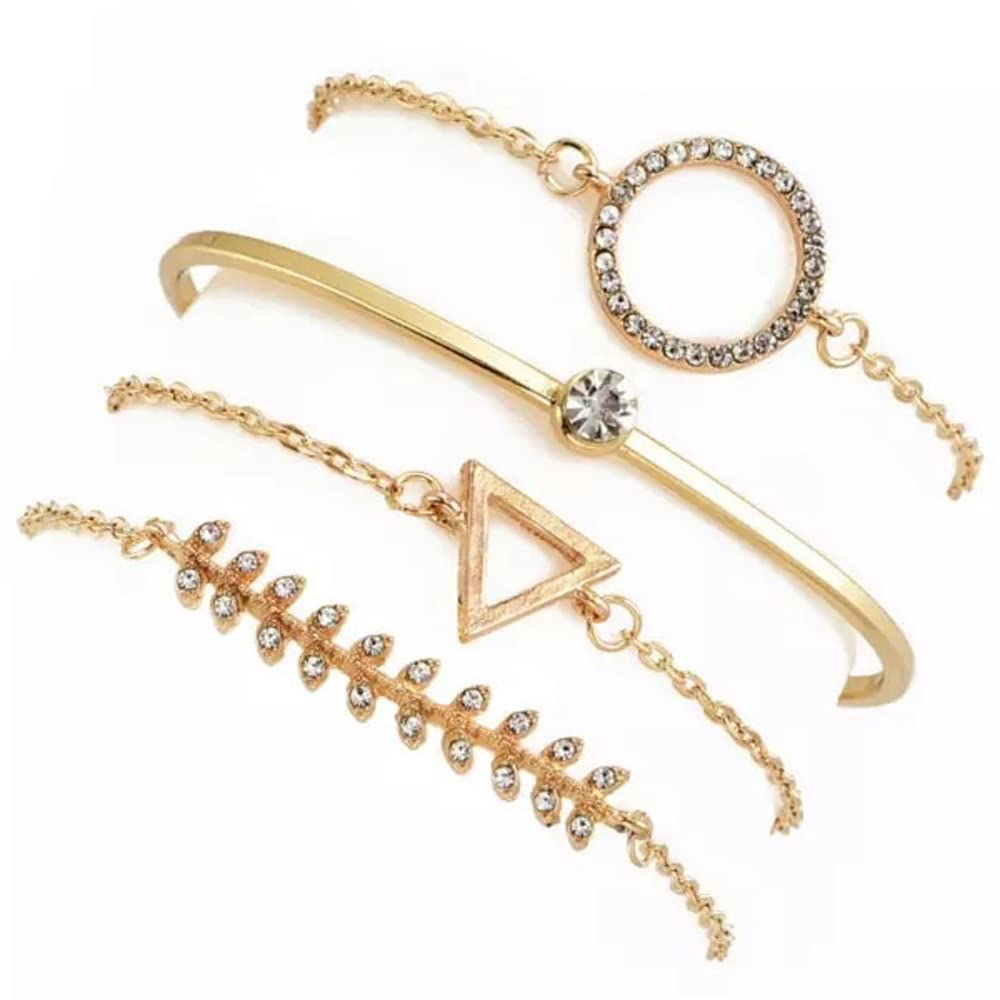 Shining Diva Fashion Set Of 4 Stylish Multilayer Crystal Bangle Charm Bracelet for Women (Golden) (rrsd10712b) (B07V9GXBST) Amazon Price History, Amazon Price Tracker