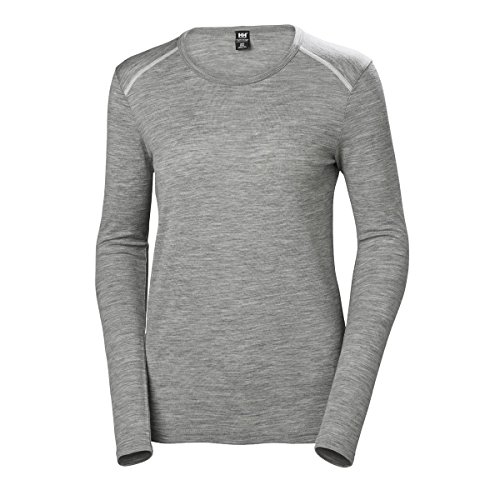 Helly Hansen Women's HH Merino Mid Lightweight Long-Sleeve Thermal Baselayer Top, 970 Grey Melange, X-Small