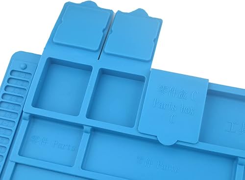 Miniatura 3 de Alfombrilla de reparación de silicona con aislamiento térmico con regla de escala y posición de tornillo para soldador, reparación de teléfono y