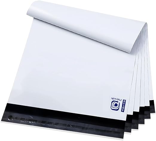 POLYSELLS Poly Mailers Shipping Envelopes, Strong Adhesive Sealing, Waterproof, and Tear-resistant Postal Mailing Bags for Clothing, Books, and Accessories (White, 10x13 Inch, 100 pcs)