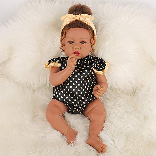 Image of HOOMAI Lifelike Reborn Baby Dolls with Soft Body African American Realistic Girl Doll 22.8 Inch Best Birthday Gift Set