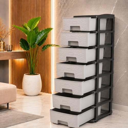 Image of 7 Layer Multipurpose Plastic Storage Cabinet, Drawer Organizer for Home, Bedroom, Kitchen, Living Room, Office & Kids Room, Space Saving Storage for Clothe, Toys & Accessories