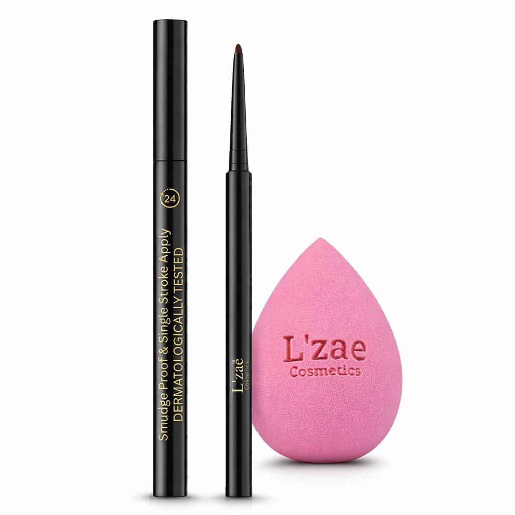 L’zae Cosmetics Kajal & Beauty Blender Combo | 24HR Waterproof Smudge-Proof Eyeliner Pen with Ultra-Soft Makeup Sponge for Flawless, Long-Lasting Makeup Look-image-41