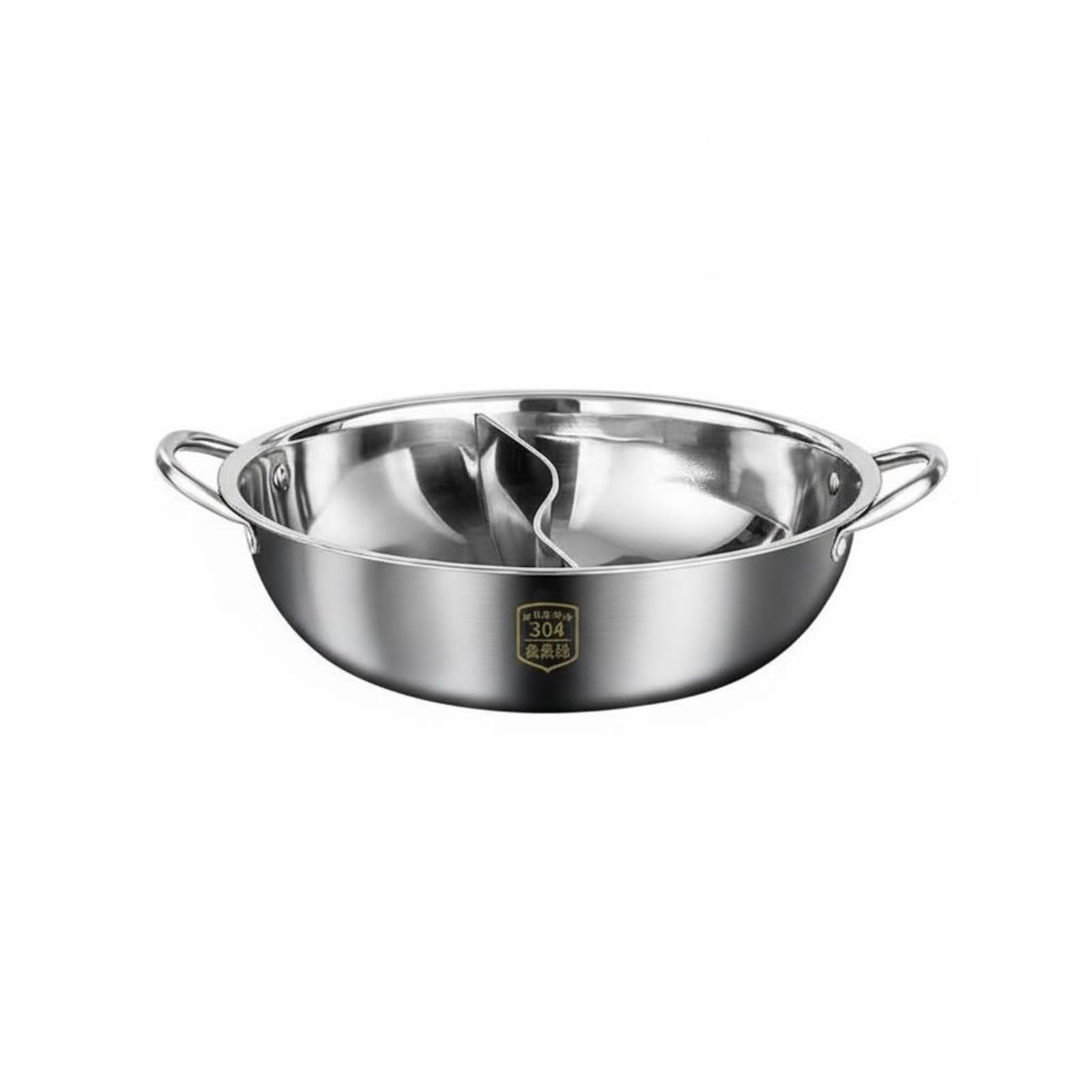 Pentola a Doppio Scomparto Pentola Hot Pot Pentola per Zuppe Casseruola Pentola per in Acciaio Inox 304 Superficie Antiadherente Naturale Pulizia, 38 Cm, style to 13