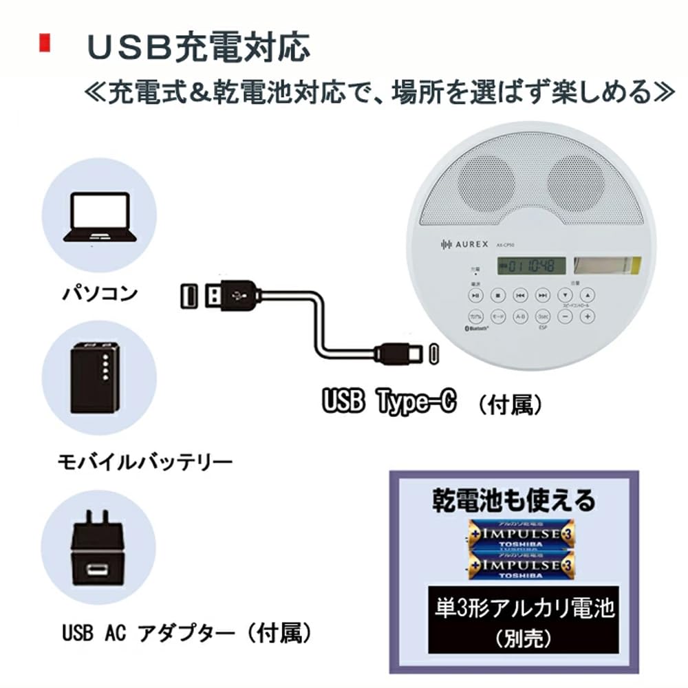 Amazon.co.jp: 東芝 TOSHIBA ポータブルCDプレーヤー AX-CP50-W