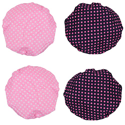CALIBAN 4 unidades Serías Gorros de Ducha Impermeables Doble Capa Sombrero de Baño Amplia Cubierta de Cabeza Elastica para Mujeres Pelo Baño