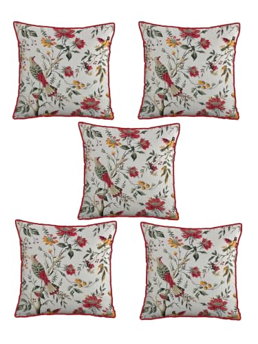 Image of Pure Cotton Quilted Cushion Cover 16x16 Inch | Anokhi Print Decorative Throw Pillow Cover | Soft Cotton Sofa Cushion Cover with Hidden Zipper | Living Room Bedroom Home Decor