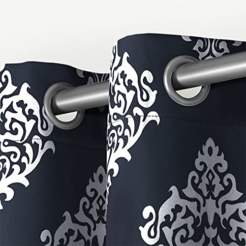 Exclusive Home Curtains Medallion Woven Blackout Grommet Top Panel Pair, Peacoat Blue, 52x96, 2 Piece, W 52" x L 96" (2 Panels) - Image 3