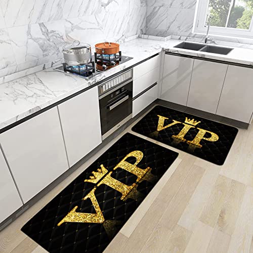 URSOPET 2er Küchenteppich Waschbar rutschfest Teppich,Vektor-VIP,Küche und im Esszimmer Badematten...