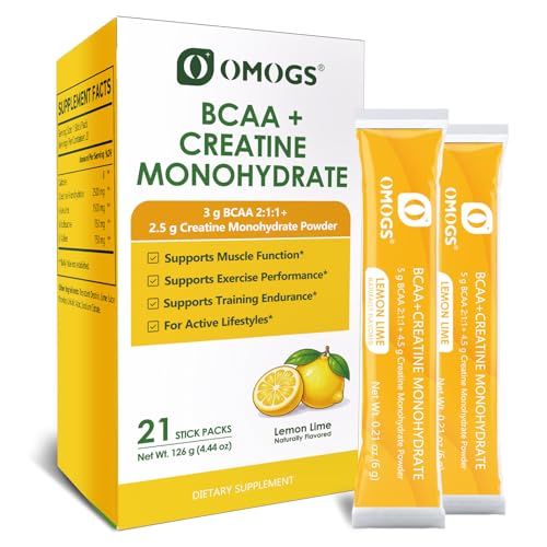 OMOGS Creatine Monohydrate + BCAA Powder, Supports Muscles, Energy, Strength, ATP Production &...