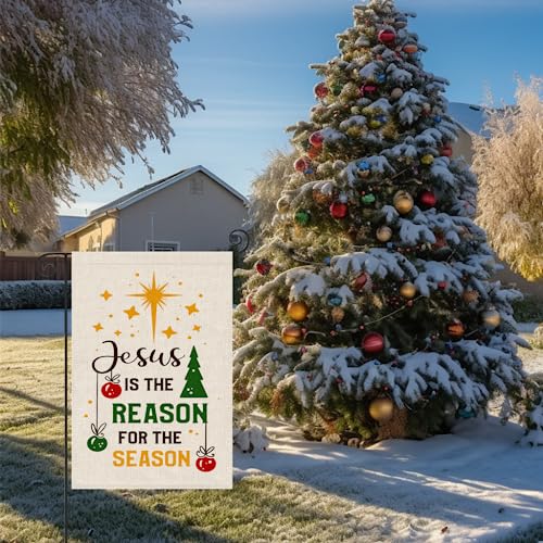 Partybuzz Religious Christmas Garden Flag Jesus Is The Reason For The Season (12X18, Double Sided) Small Christmas Burlap Yard Flag For Outside #TOP2