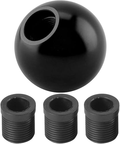 Miniatura 8 de Fydun Pomo de cambio universal negro con forma de bola redonda cabeza de cambio manual con 3 adaptadores