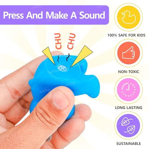 Image of Zest 4 Toyz Floating Baby Toys Chu Chu Sound Toy for Kids Bath Non Toxic Rubber Squeez Sound Bathing Toy for Toddlers (Set of 12 Animals- Multicolor)