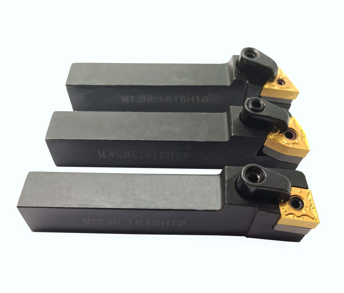 3 x 16 mm Linksschneider CNC-Drehmaschine Hartmetall Indexierbar Drehwerkzeug Halter Bit-Set MTJNL1616H16 MWLNL1616H08 MCLNL1616H12 mit 3 Wnmg431, cnmg431, tnmg331 Indexierbare Hartmetall-Einsätze