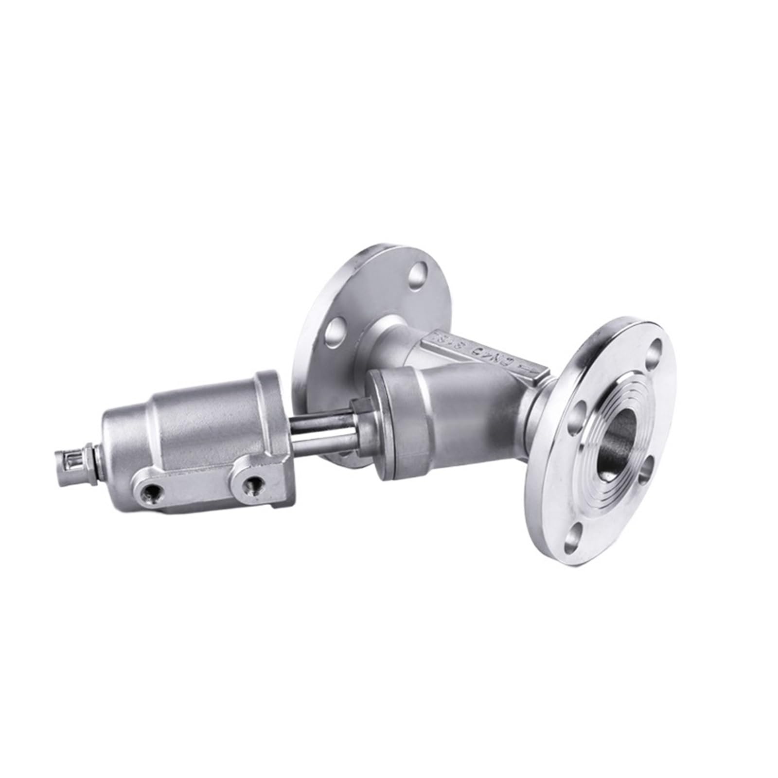 Vanne à siège angulaire pneumatique 1/2 bride inox double acting robinet de sectionnement