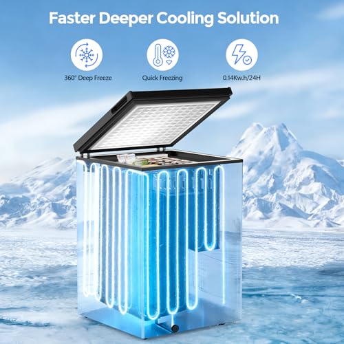 Image of COWSAR 3.5 Cu.Ft Chest Freezer, 14℉ to -40℉ Ultra-Low Temperature Deep Freezer with 2 Removable Stainless Steel Baskets, Electronic Control, 7 Level Adjustable Thermostat