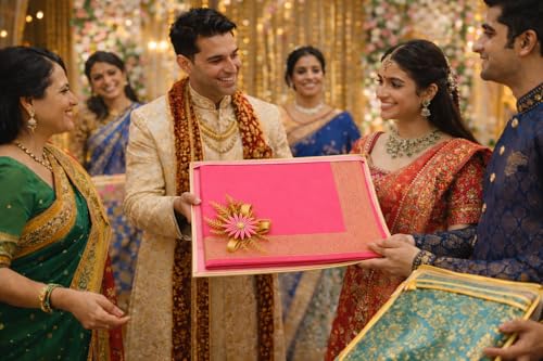 Image of RAAHII 5 Piece Wedding Gifting Transparent single saree cover with zip, suit packing plastic covers for sadi, duppata, clothes bags, lehenga, kurti for marriage Gift wardrobe storage organizer (Pink)